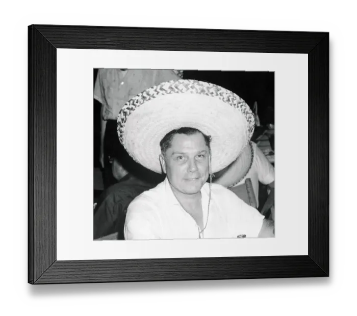 Framed Print : Jimmy Hoffa Wearing a Sombrero Framed Print : Jimmy Hoffa Wearing a Sombrero