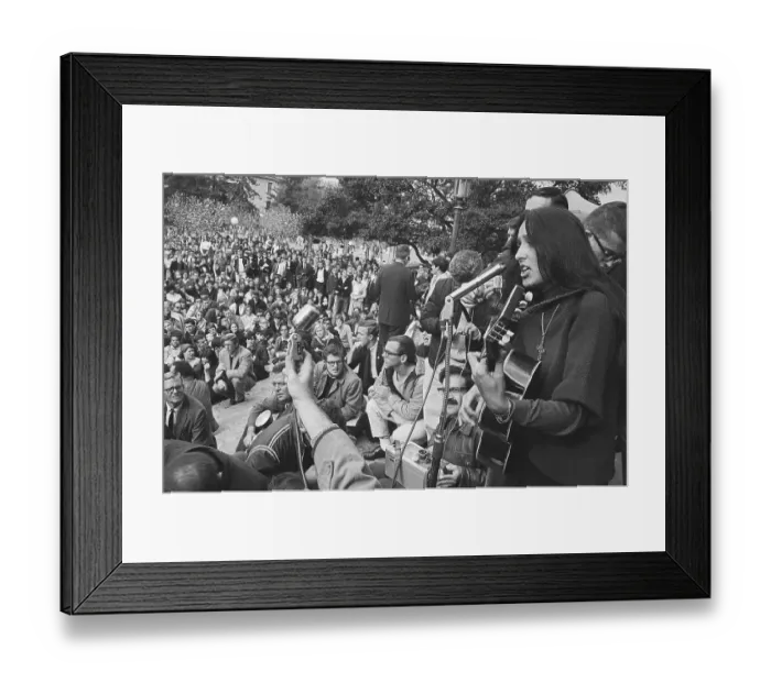 Framed Print : Joan Baez Sings at Freedom Rally Framed Print : Joan Baez Sings at Freedom Rally