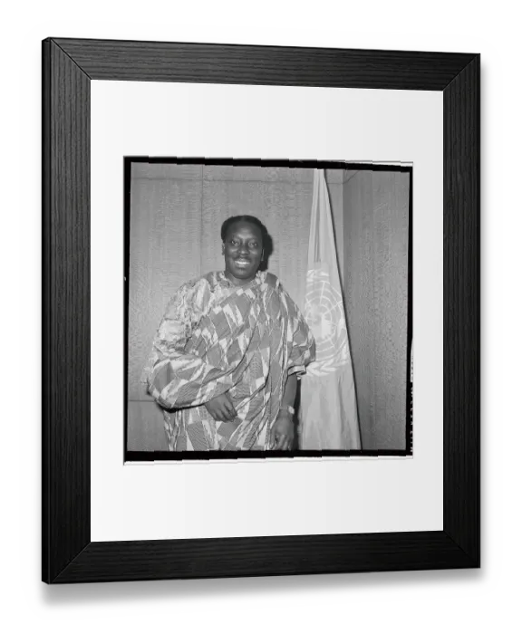 Framed Print : Alex Quaison Sackey Standing Next to United Nations Flag Framed Print : Alex Quaison Sackey Standing Next to United Nations Flag