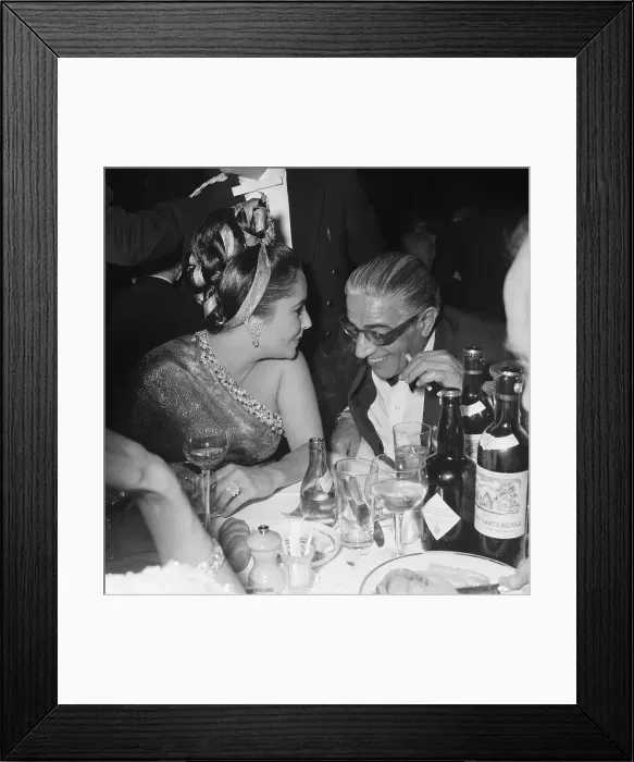 Framed Print : Liz Taylor Whispers to Aristotle Onassis Framed Print : Liz Taylor Whispers to Aristotle Onassis