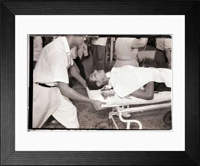 Framed Print : Wounded Panamanian Man on Stretcher Framed Print : Wounded Panamanian Man on Stretcher
