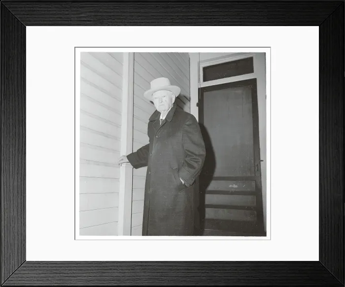 Framed Print : John Nance Garner Pausing in Overcoat and Hat Framed Print : John Nance Garner Pausing in Overcoat and Hat