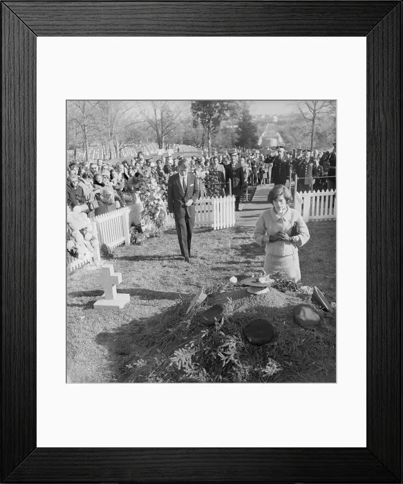 Framed Print : Maria Shriver Kneeling on John Kennedy's Grave Framed Print : Maria Shriver Kneeling on John Kennedy's Grave