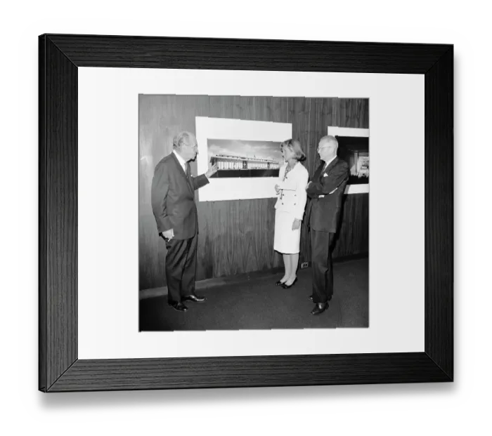 Framed Print : Edward Stone Discussing Architectural Plans Framed Print : Edward Stone Discussing Architectural Plans