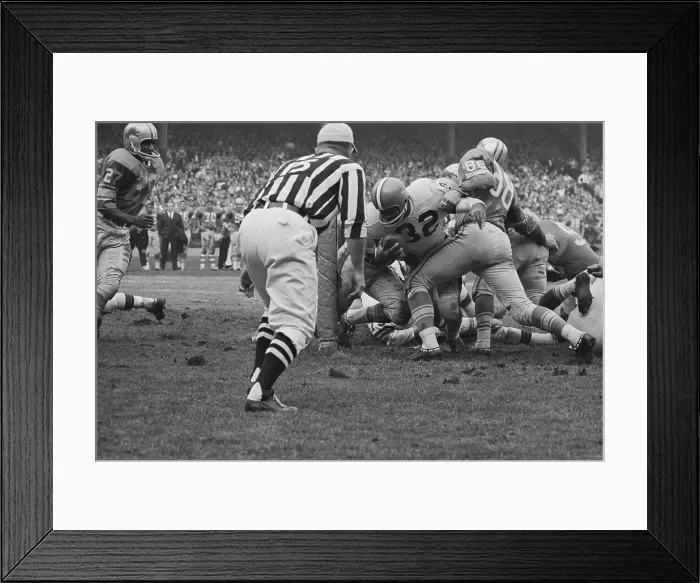 Framed Print : Opponents Tackling Jim Brown