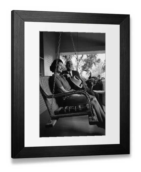 Framed Print : Lyndon and Claudia Johnson in Porch Swing Framed Print : Lyndon and Claudia Johnson in Porch Swing