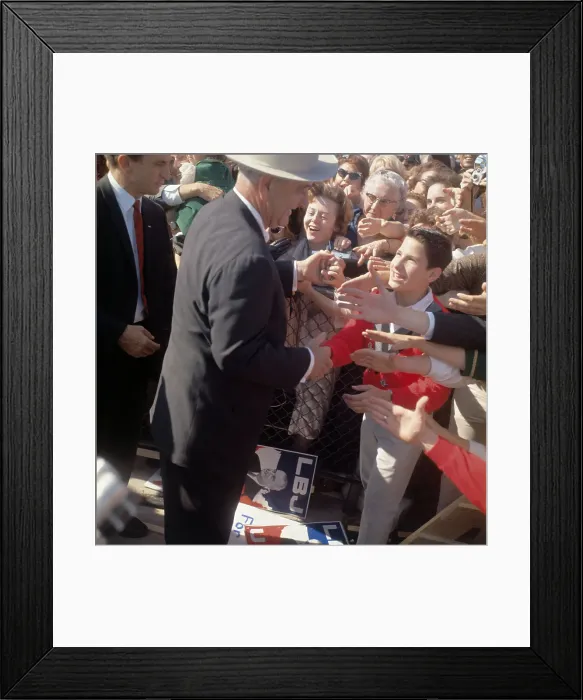 Framed Print : President Johnson Greeting Crowd Framed Print : President Johnson Greeting Crowd