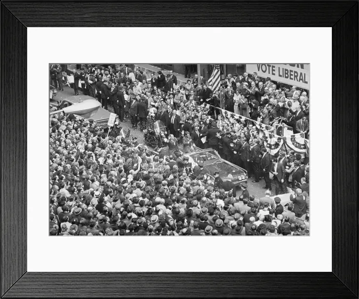 Framed Print : View of Large Crowd and Motorcade Framed Print : View of Large Crowd and Motorcade