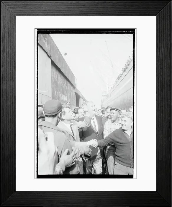 Framed Print : Robert F. Kennedy Shaking Hands on The Waterfront Framed Print : Robert F. Kennedy Shaking Hands on The Waterfront