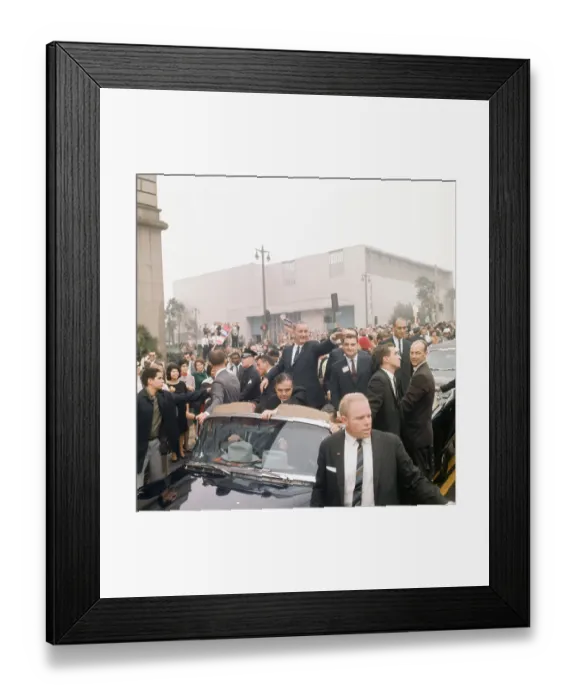 Framed Print : President Lyndon B. Johnson During a Motorcade Campaign Event Framed Print : President Lyndon B. Johnson During a Motorcade Campaign Event