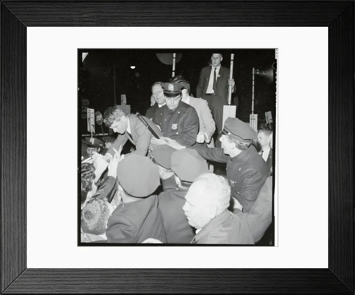 Framed Print : Police Standing Behind Robert F. Kennedy Shaking Hands Framed Print : Police Standing Behind Robert F. Kennedy Shaking Hands