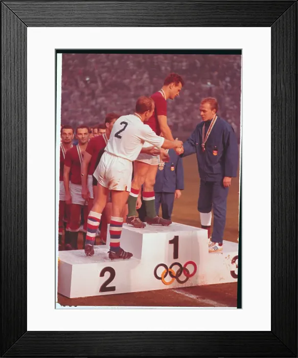 Framed Print : Olympians Exchanging Handshakes Framed Print : Olympians Exchanging Handshakes
