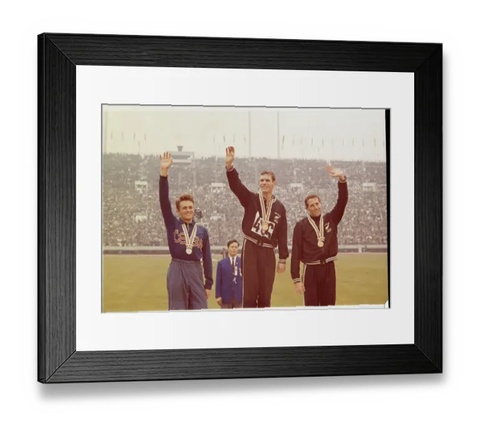 Framed Print : Olympic Medal Winners Waving