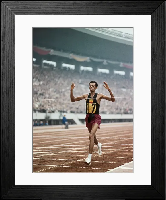 Framed Print : Bikila Abebe Winning Second Olympic Marathon