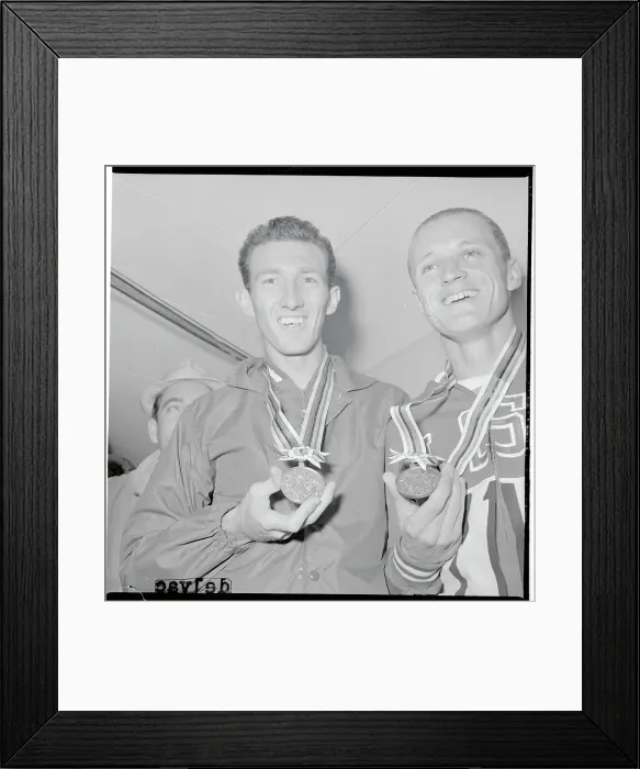 Framed Print : Bob Schul and Bill Dellinger Posing with Their Medals Framed Print : Bob Schul and Bill Dellinger Posing with Their Medals