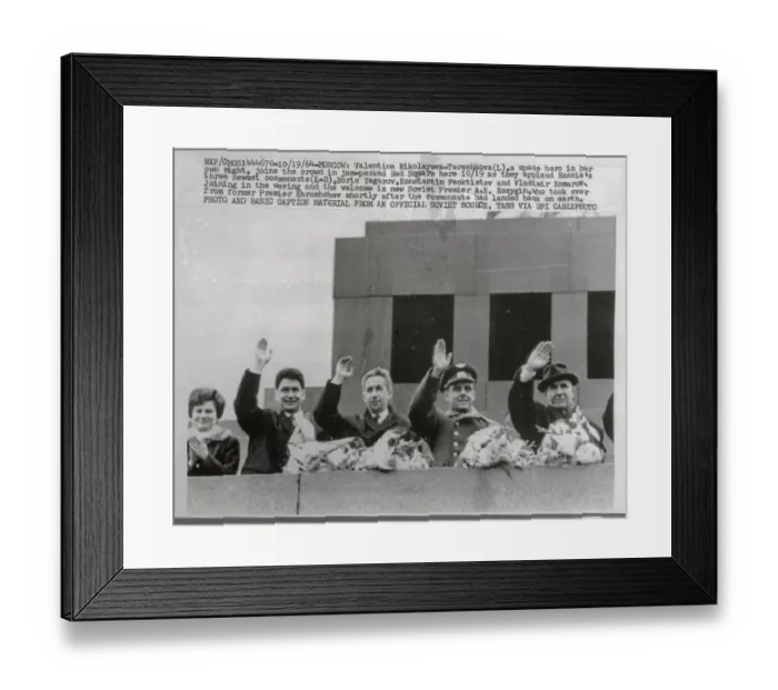 Framed Print : Russian Cosmonauts Waving to Crowd Framed Print : Russian Cosmonauts Waving to Crowd