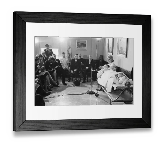 Framed Print : Senator Kennedy Giving Press Conference in Hospital Framed Print : Senator Kennedy Giving Press Conference in Hospital
