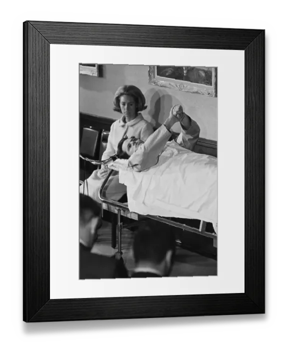 Framed Print : Ted Kennedy With Broken Back in Hospital Framed Print : Ted Kennedy With Broken Back in Hospital
