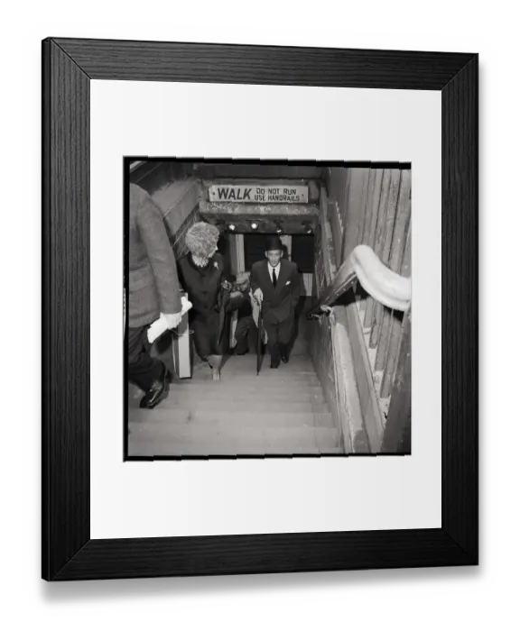 Framed Print : Rudolf Bing Walks Up Steps from Subway Framed Print : Rudolf Bing Walks Up Steps from Subway