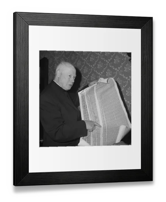Framed Print : Reverend Holding Seismograph Recordings Framed Print : Reverend Holding Seismograph Recordings