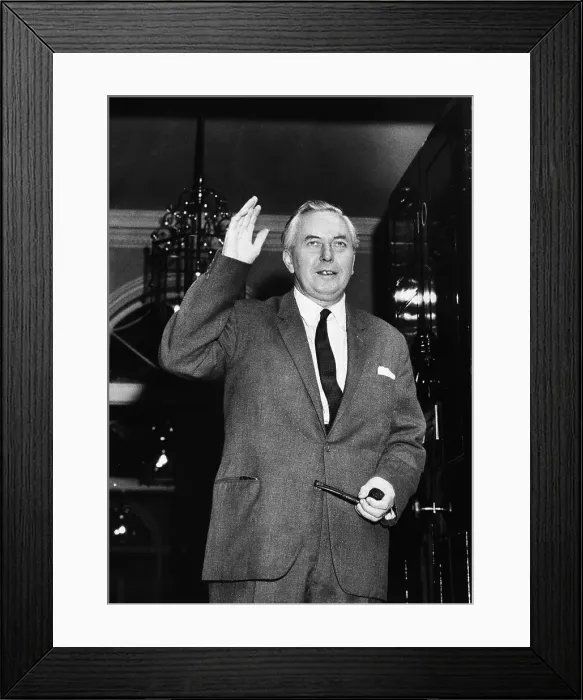 Framed Print : Harold Wilson Waving from Downing Street Framed Print : Harold Wilson Waving from Downing Street
