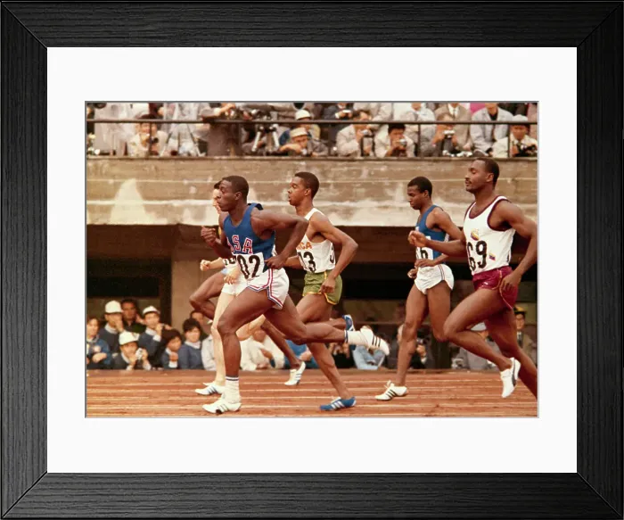 Framed Print : Athletics - History of 100 Metres World Record - Bob Hayes