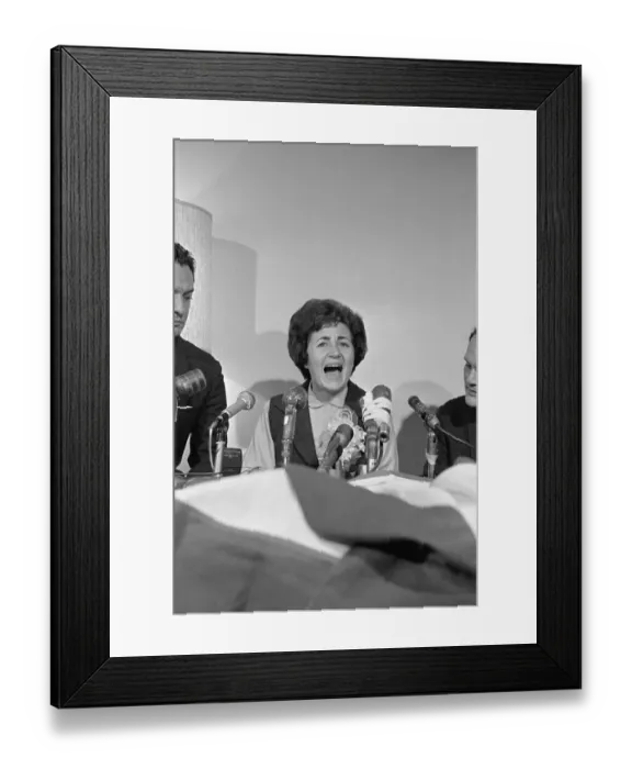 Framed Print : Juana Castro at Press Conference Framed Print : Juana Castro at Press Conference