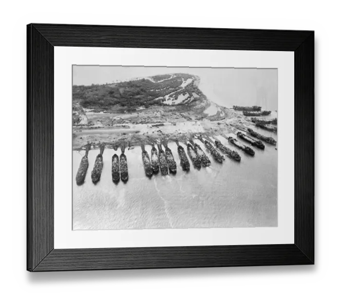 Framed Print : Aerial View Of Ships Assaulting Leyte