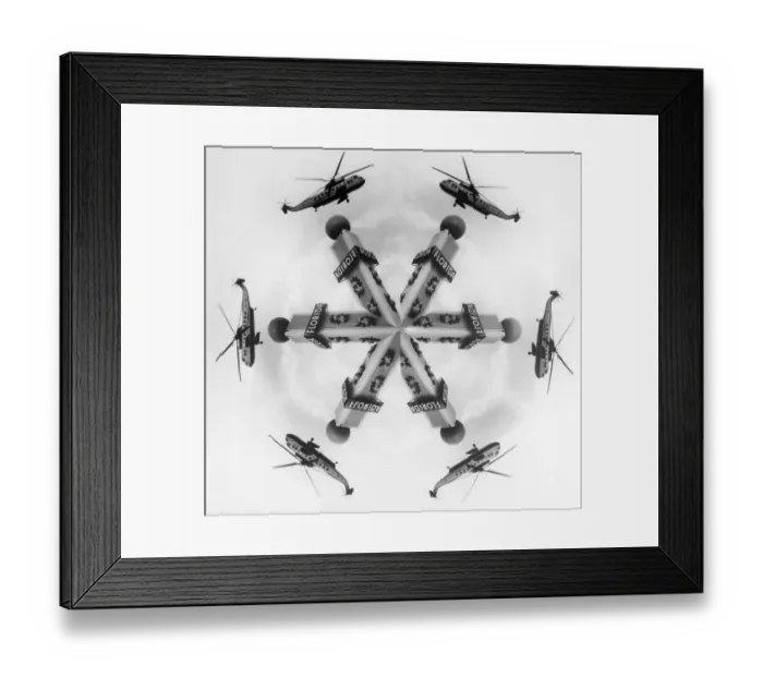 Framed Print : Helicopter And Tower Multiplied By Lens