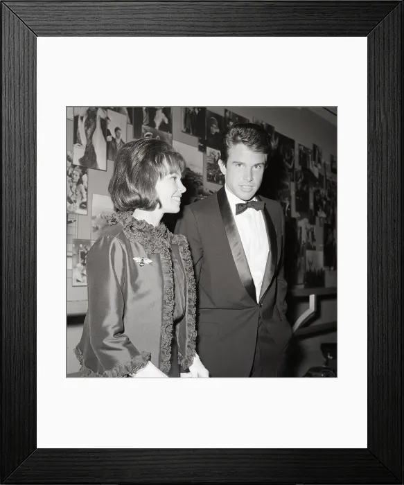 Framed Print : Warren Beatty and Leslie Caron at Party Framed Print : Warren Beatty and Leslie Caron at Party