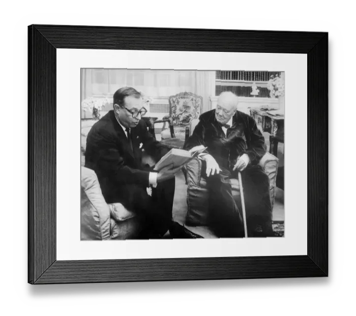 Framed Print : Sir Winston Churchill Talking to Film Producer Framed Print : Sir Winston Churchill Talking to Film Producer