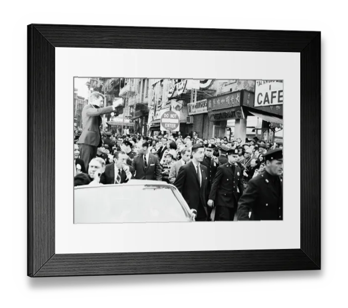 Framed Print : Robert F. Kennedy Standing in Motorcade Framed Print : Robert F. Kennedy Standing in Motorcade