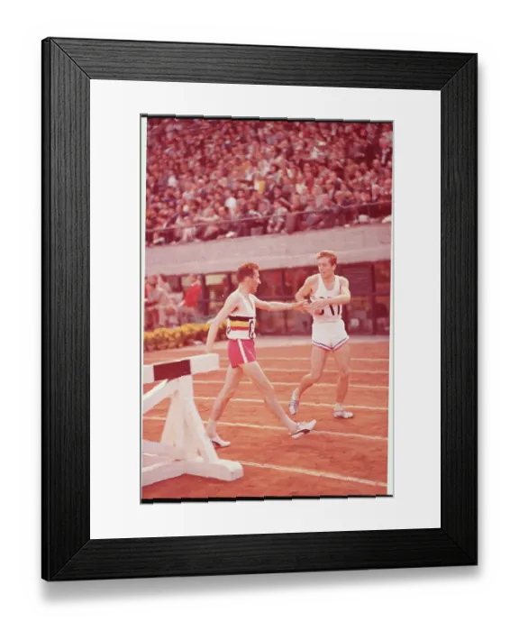 Framed Print : Maurice Herriot and Opponent Shakiong Hands Framed Print : Maurice Herriot and Opponent Shakiong Hands
