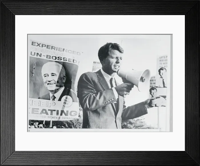 Framed Print : Robert F. Kennedy Speaking Through Bullhorn Framed Print : Robert F. Kennedy Speaking Through Bullhorn
