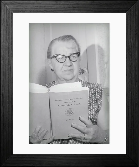 Framed Print : Marguerite Oswald Reading Warren Commission Report Framed Print : Marguerite Oswald Reading Warren Commission Report