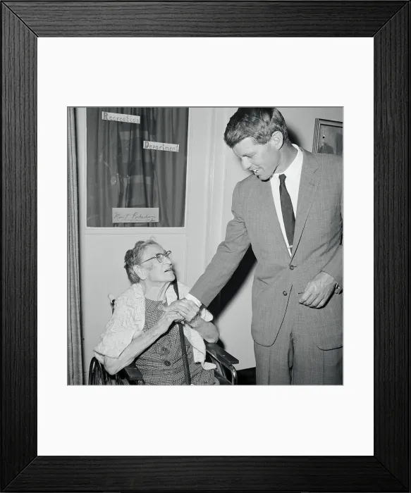 Framed Print : Robert F. Kennedy Holding Hand of Elderly Woman Framed Print : Robert F. Kennedy Holding Hand of Elderly Woman