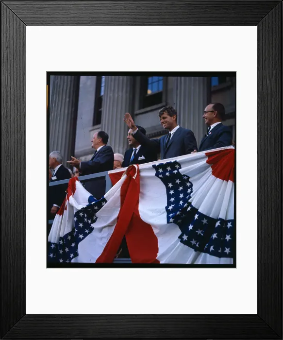 Framed Print : Robert F Kennedy Waving with Hubert Humphrey