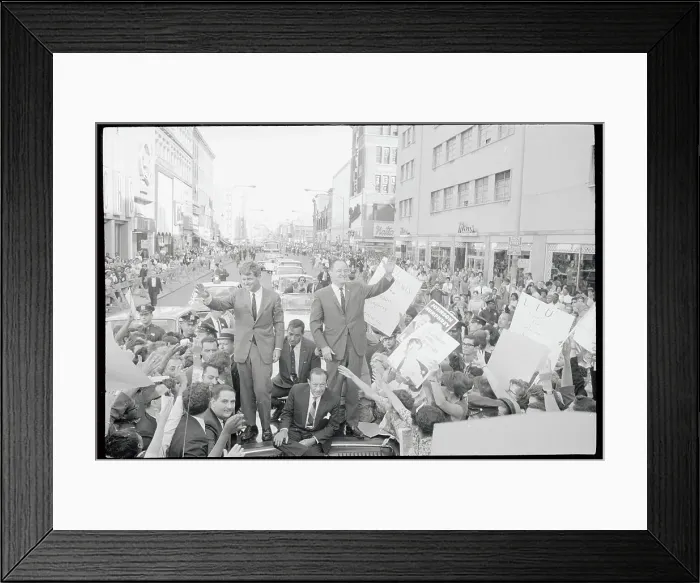 Framed Print : Robert Wagner in Motorcade with Robert Kennedy and Hubert Humphrey
