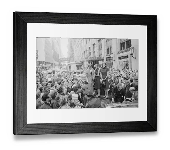 Framed Print : Robert F. Kennedy and Family Members Riding Atop Limousine