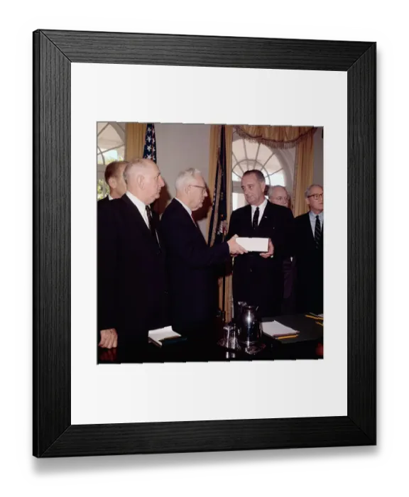 Framed Print : Lyndon Johnson Receiving Kennedy Assassination Report Framed Print : Lyndon Johnson Receiving Kennedy Assassination Report