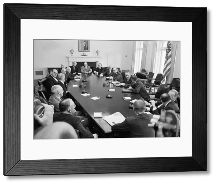 Framed Print : President Johnson With Peace Panel Members Framed Print : President Johnson With Peace Panel Members