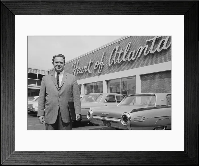 Framed Print : Motel Owner in Front of Motel in Atlanta Framed Print : Motel Owner in Front of Motel in Atlanta