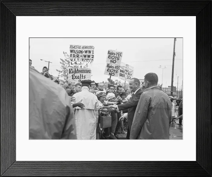 Framed Print : Lyndon Baines Johnson Greeting Supporters in Rally Framed Print : Lyndon Baines Johnson Greeting Supporters in Rally