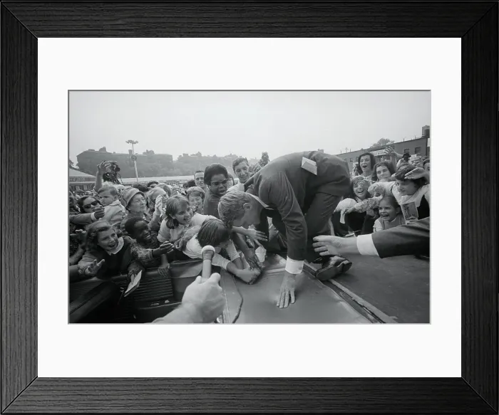 Framed Print : Robert F. Kennedy Stumbling to Keep His Balance Near Crowd Framed Print : Robert F. Kennedy Stumbling to Keep His Balance Near Crowd