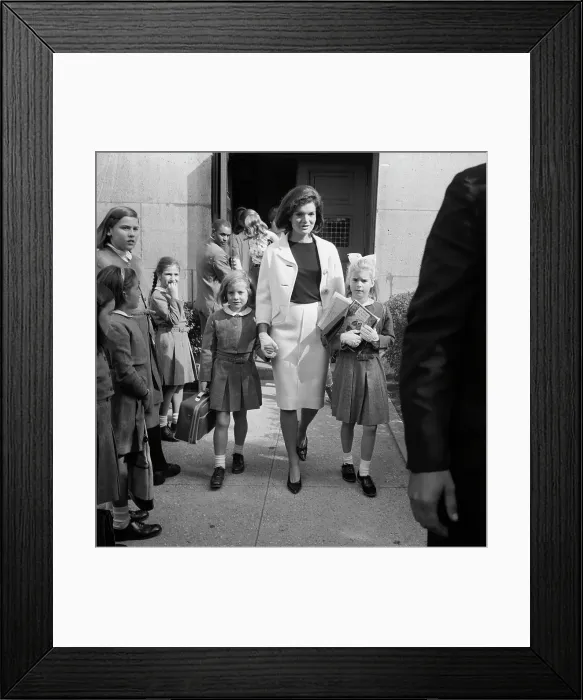 Framed Print : Jacqueline Kennedy Picking Up Her Daughter and Niece From School Framed Print : Jacqueline Kennedy Picking Up Her Daughter and Niece From School