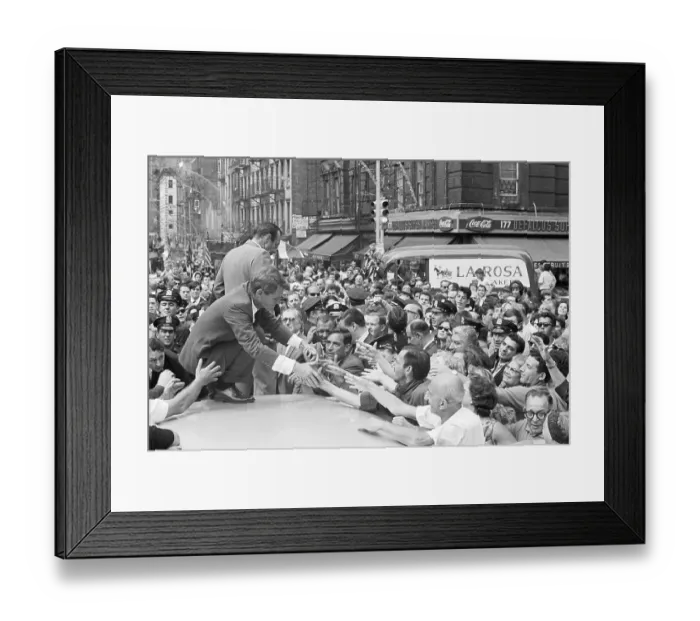 Framed Print : Robert Kennedy Campaigning in Little Italy Framed Print : Robert Kennedy Campaigning in Little Italy
