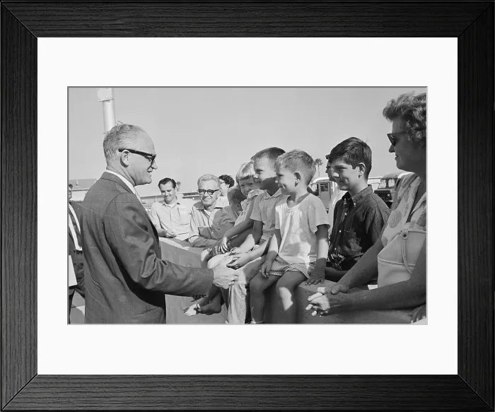 Framed Print : Barry Goldwater Shaking Hands with Children