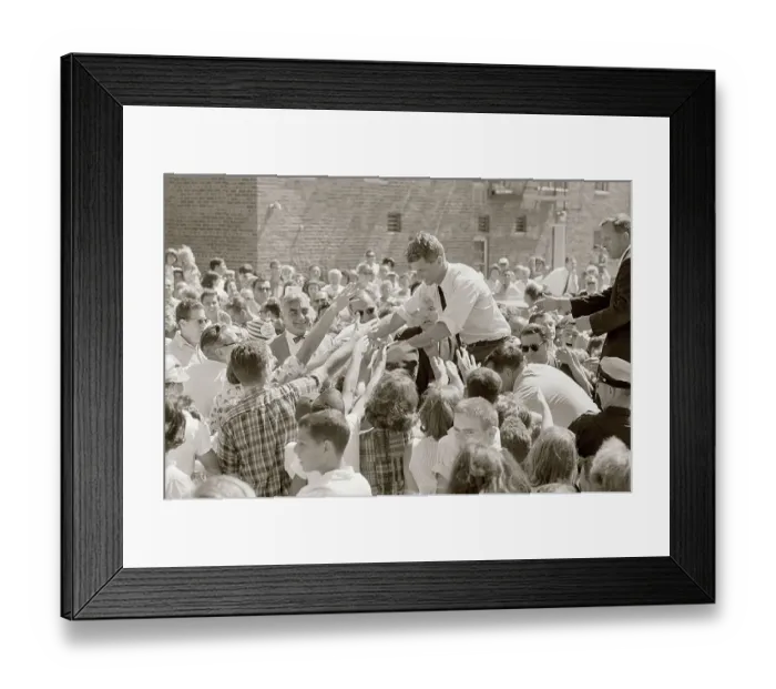 Framed Print : Robert F. Kennedy Reaching to Shake Hands in Crowd Framed Print : Robert F. Kennedy Reaching to Shake Hands in Crowd
