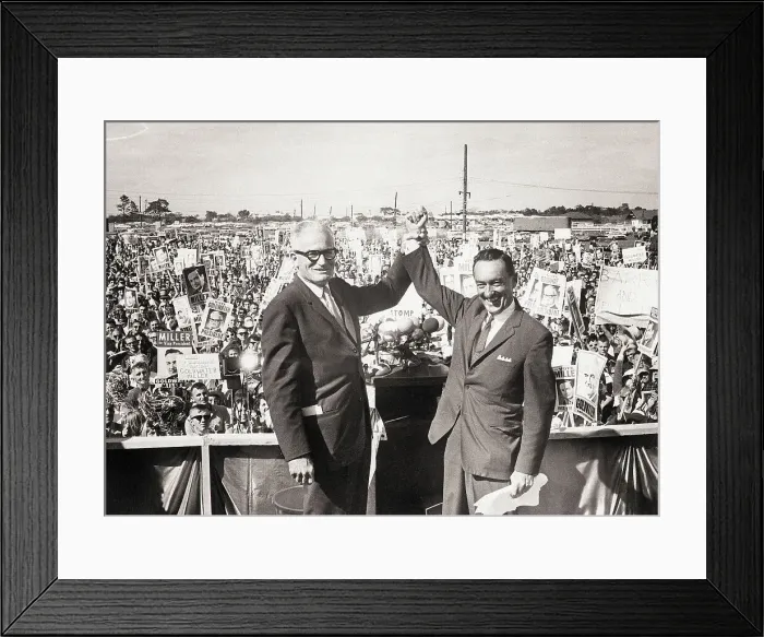 Framed Print : Barry Goldwater and William Miller at Rally