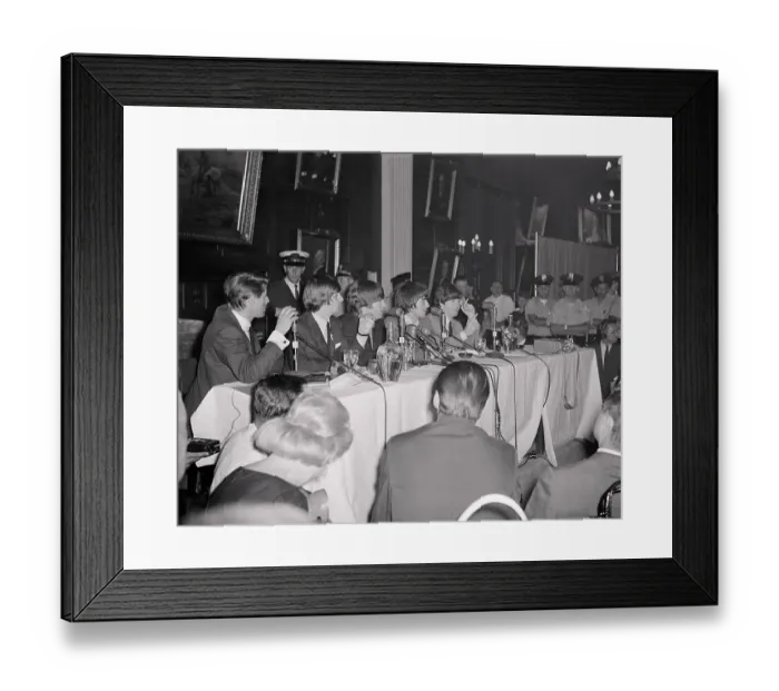 Framed Print : The Beatles at a Press Conference Framed Print : The Beatles at a Press Conference
